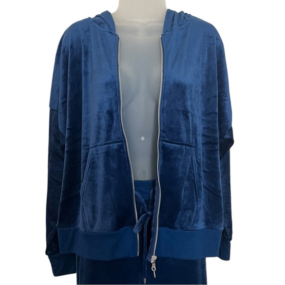 Felina Size XL  Hoodie Jogger Blue 2-Piece Velour Set Soft Relaxed Fit - Picture 6 of 9